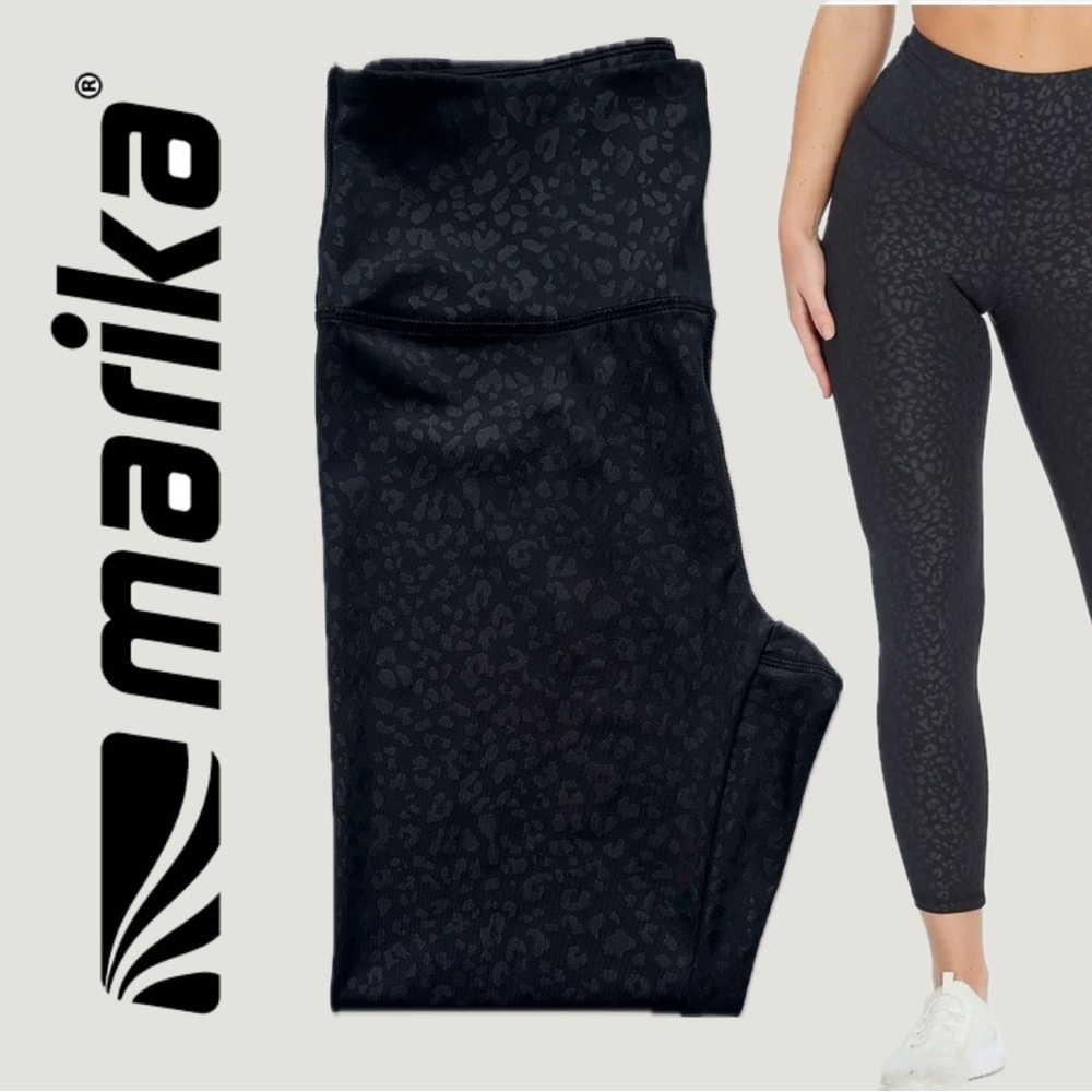 Black Leopard-Embossed Workout Leggings